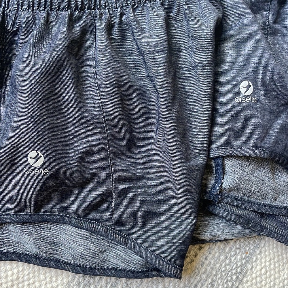 Oiselle Lori Faux Dark Denim Running Short w Zip Pocket - Picture 5 of 5